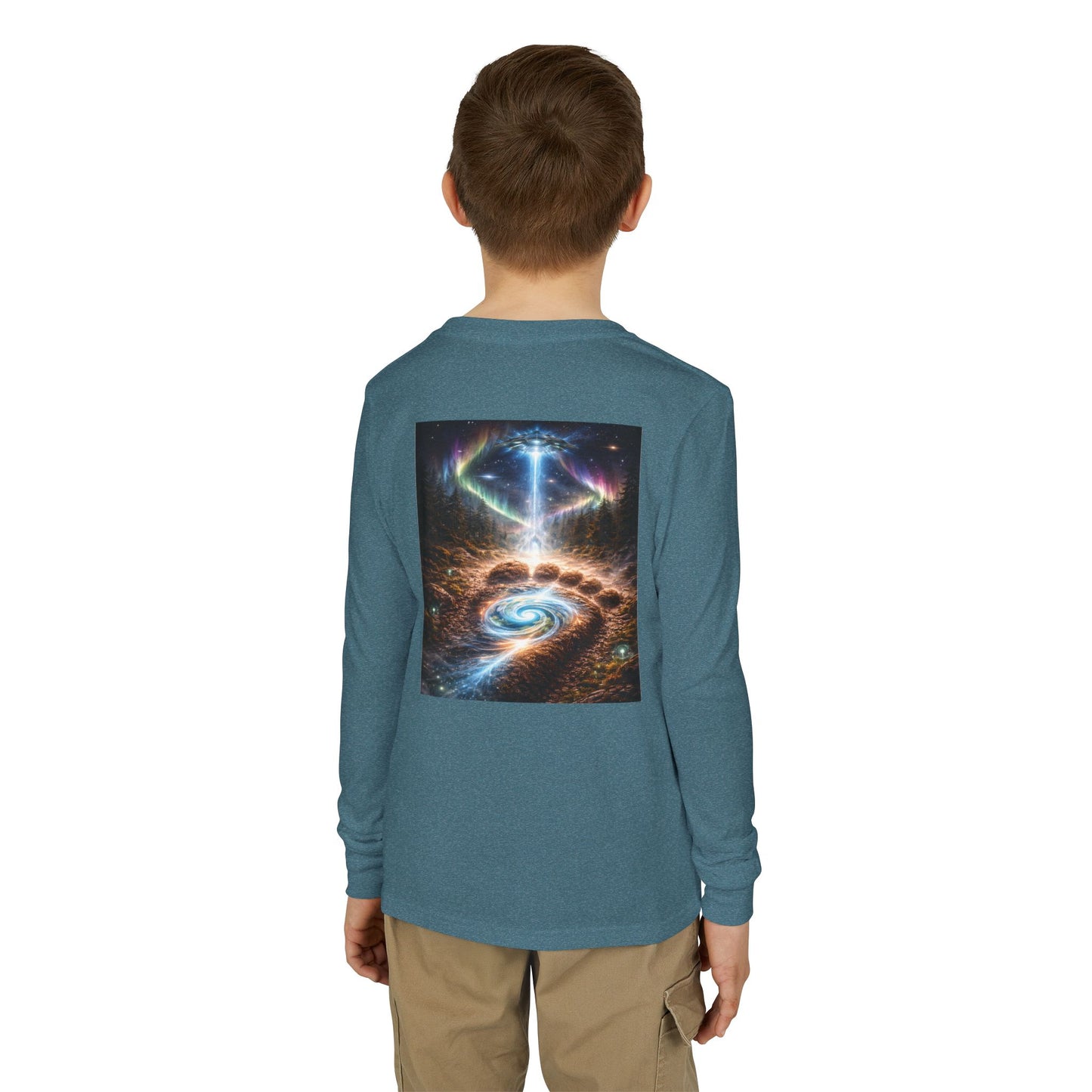 Youth Long Sleeve Tee — Elder Sasquatch and Eagle Galaxy Design