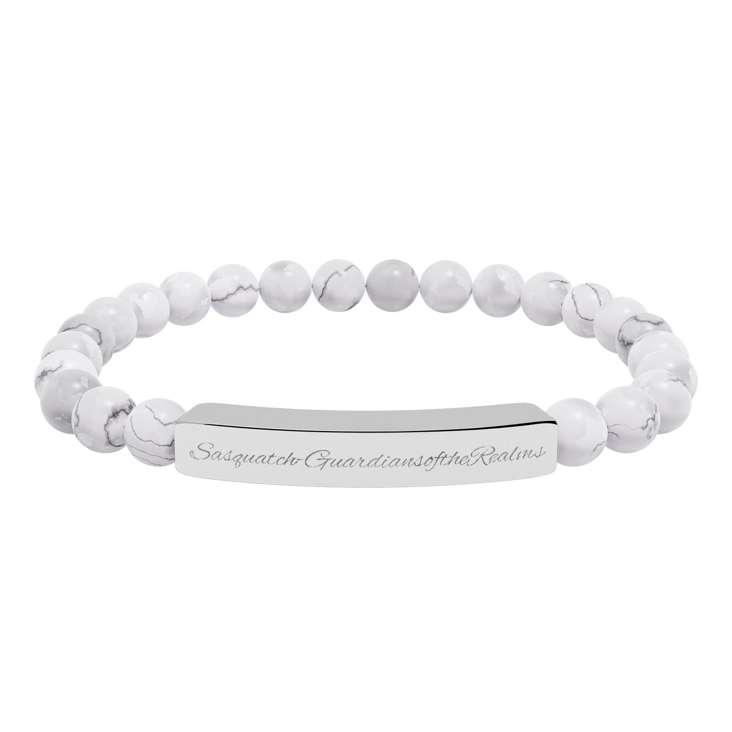 Engravable Natural Stone Bar Bracelet | Stretch Beaded Bracelet