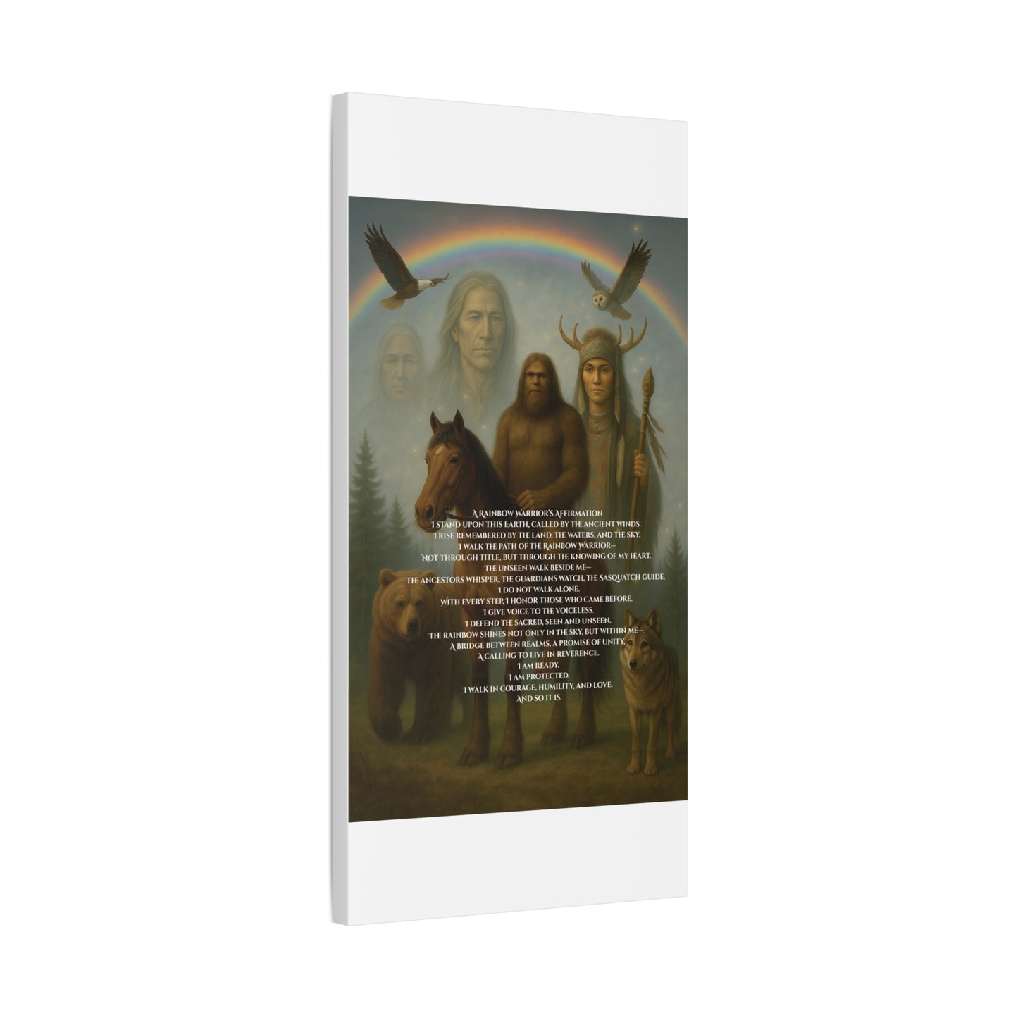 Canvas Wall Art - Guardian Sasquatch on Horse Spirit Animals Matte Canvas