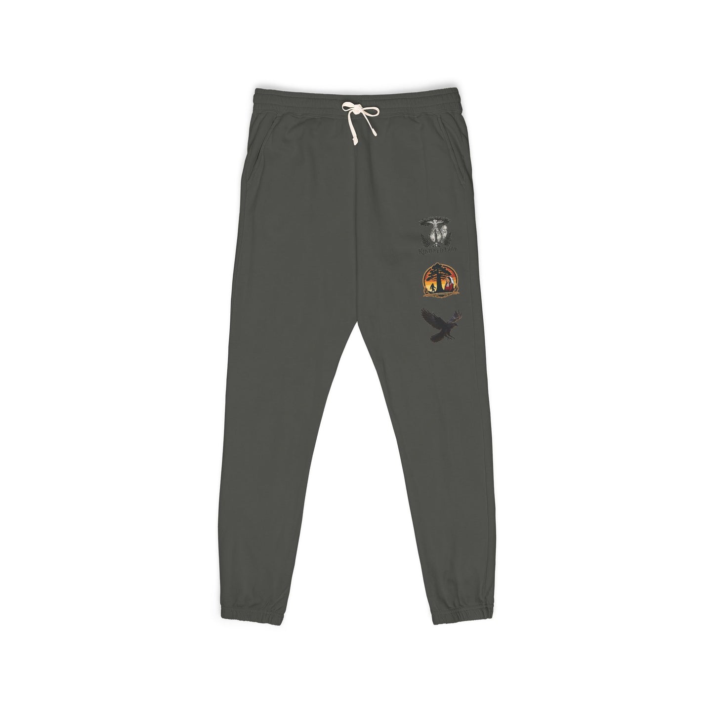 KindredTree emblem and crest design Sweatpants — Cozy Fleece Joggers with Raven
