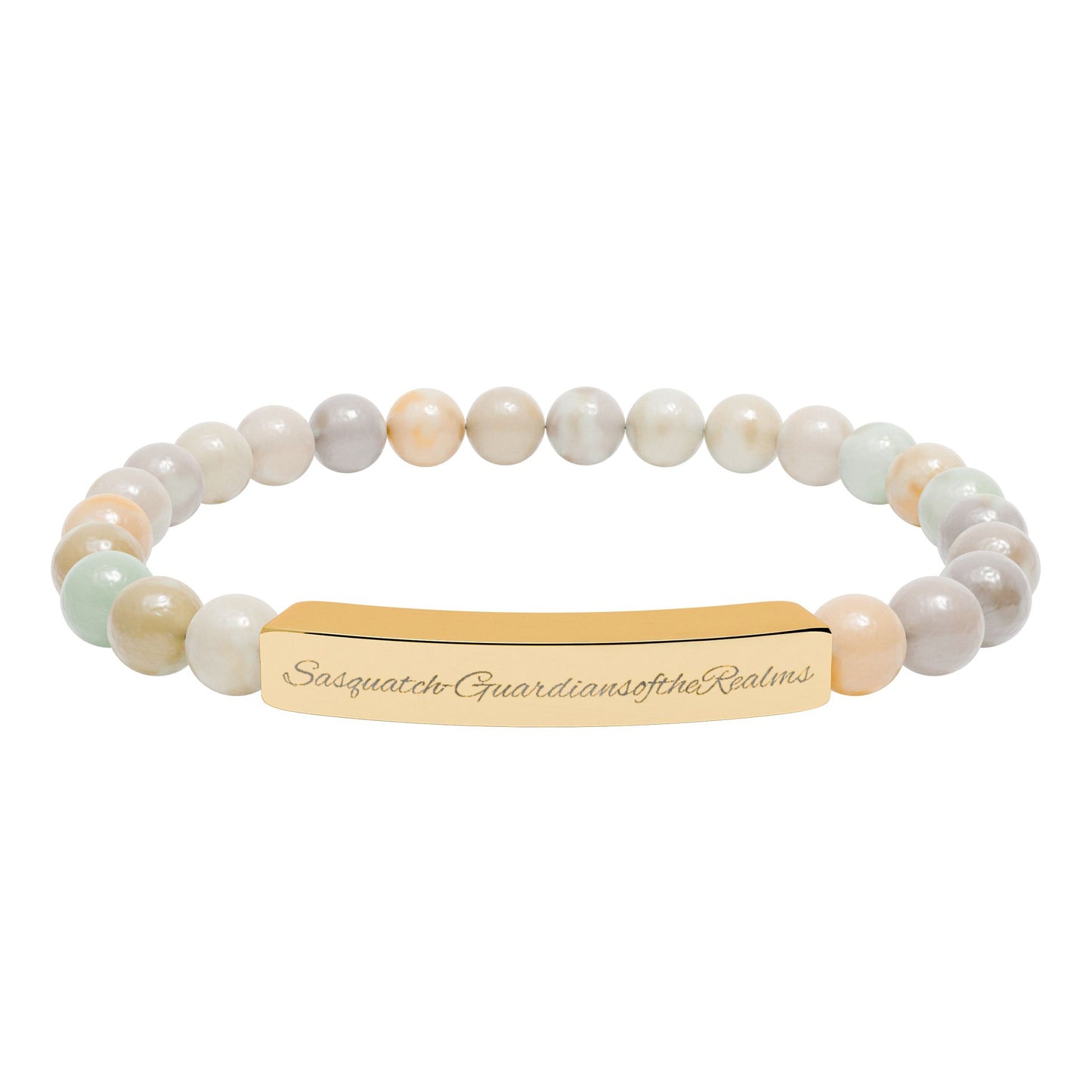 Engravable Natural Stone Bar Bracelet | Stretch Beaded Bracelet