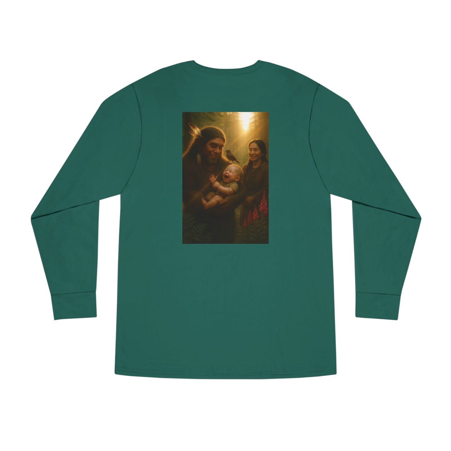 Long Sleeve Tee - Female Sasquatch and Native Women picking Blackberries