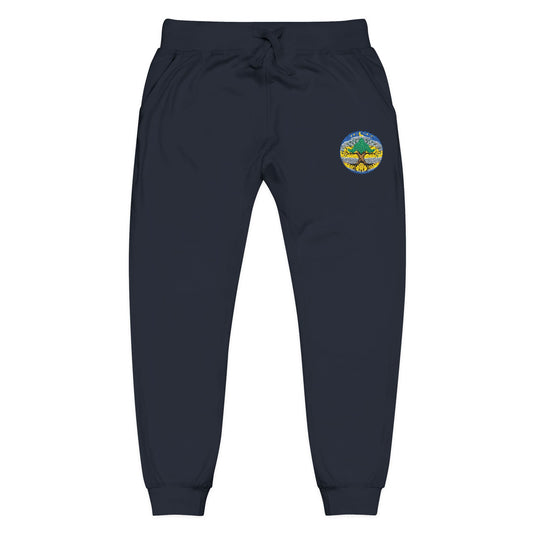 Embroidered Coral Fleece Sweatpants — Kindred Realms-Living Tree Bridge Emblem