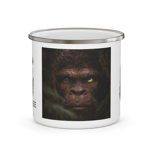 Sasquatch Guardian Eyes of the Living Rainbow- Camping Coffee Cup