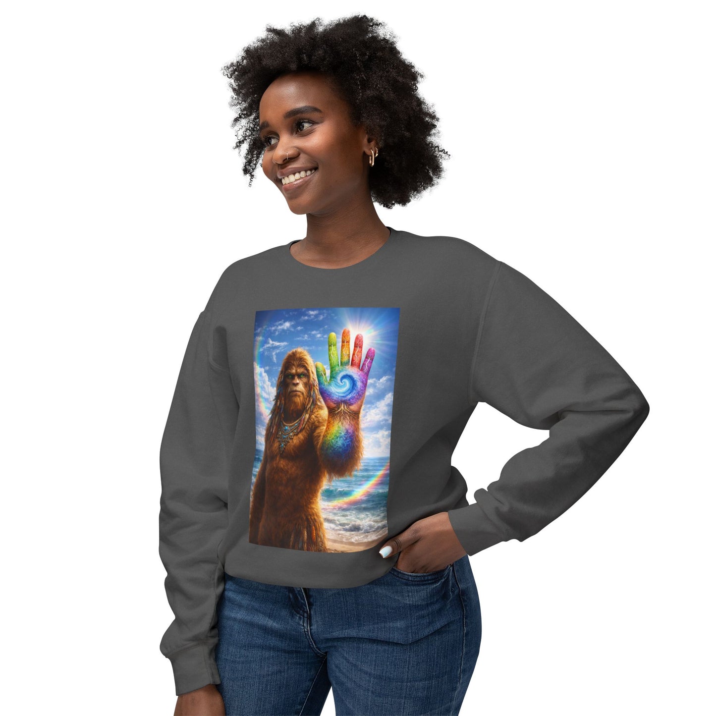 ALL LIFE MATTERS — The Sasquatch Forest Elder’s- Hand Crewneck Sweatshirt
