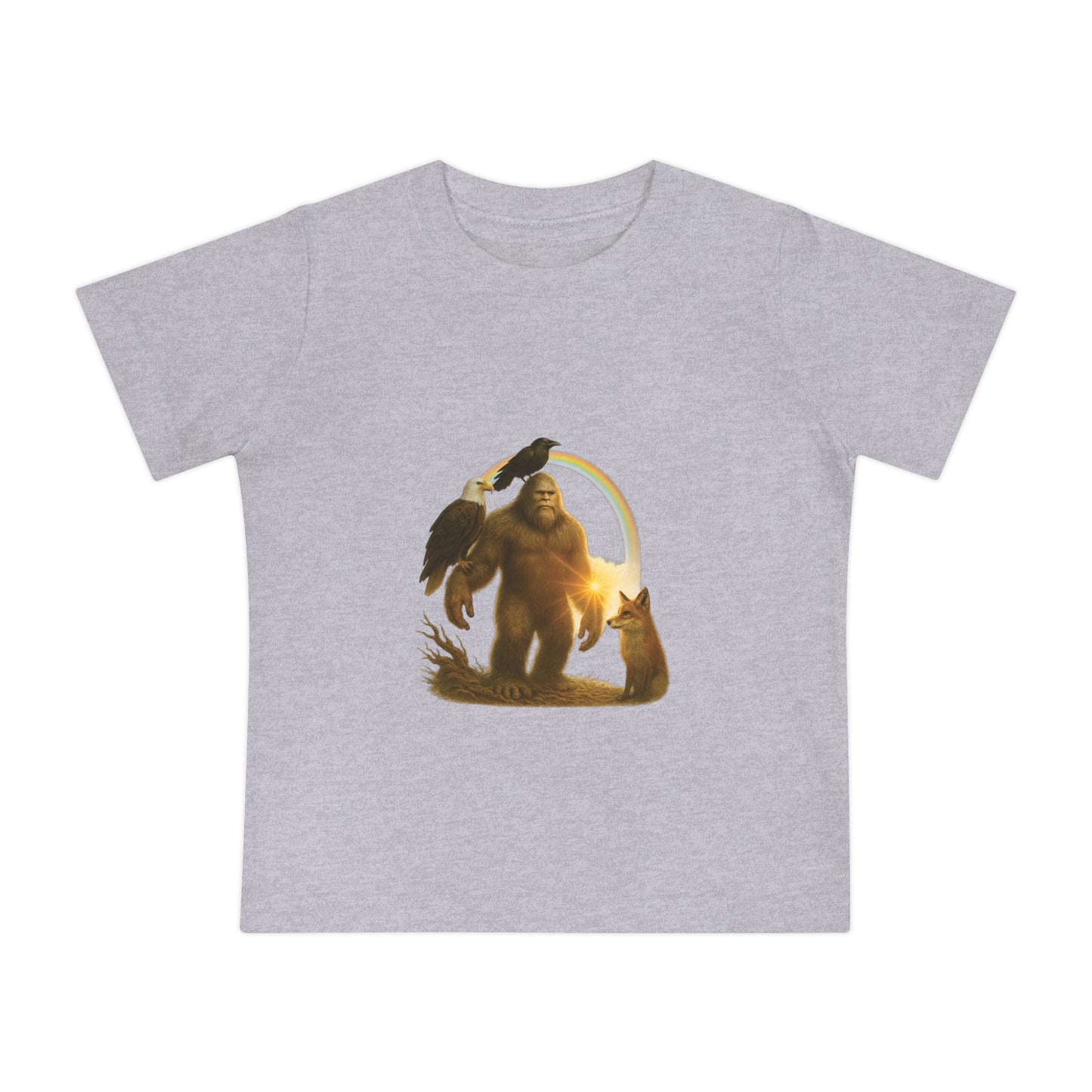 Bigfoot & Friends Baby T-Shirt — Cute Sasquatch, Horse & Raven Infant Tee