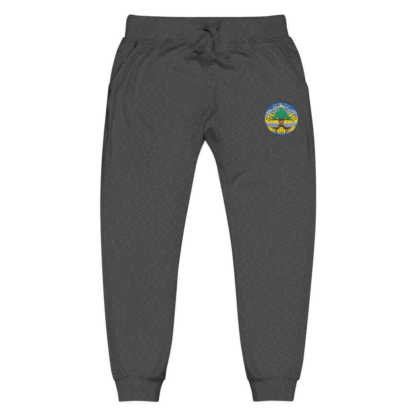 Embroidered Coral Fleece Sweatpants — Kindred Realms-Living Tree Bridge Emblem