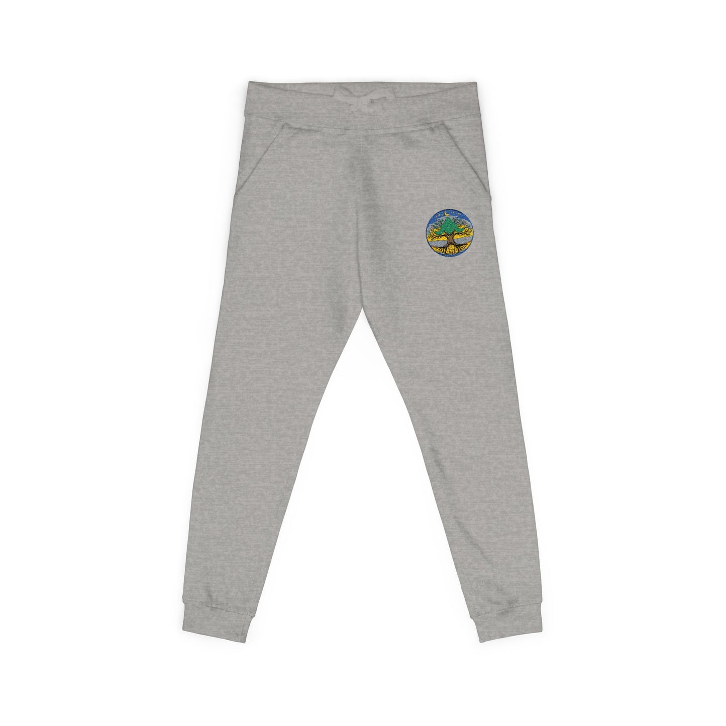 Embroidered Coral Fleece Sweatpants — Kindred Realms-Living Tree Bridge Emblem