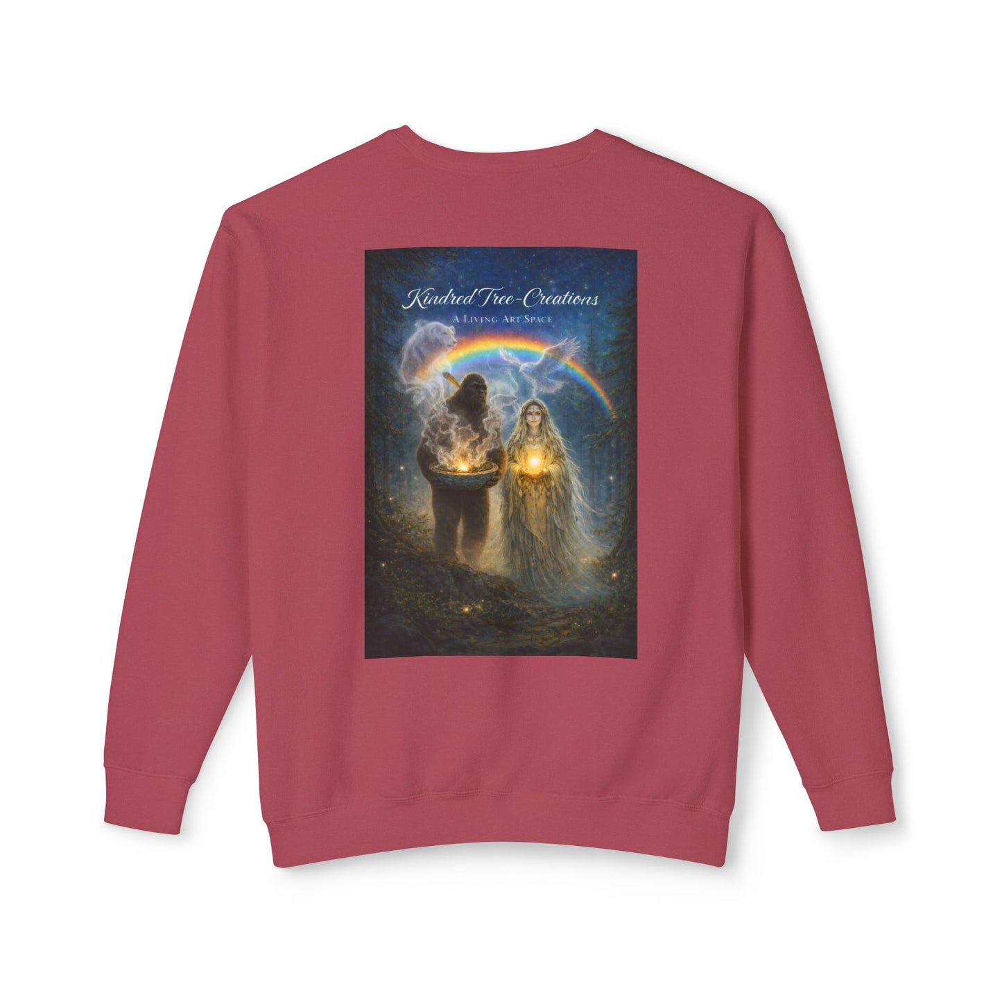 Mother Earth & Sasquatch Guardian Sweatshirt — Heart of the Earth Spiritual Harmony Crewneck