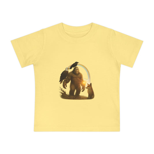 Bigfoot & Friends Baby T-Shirt — Cute Sasquatch, Horse & Raven Infant Tee