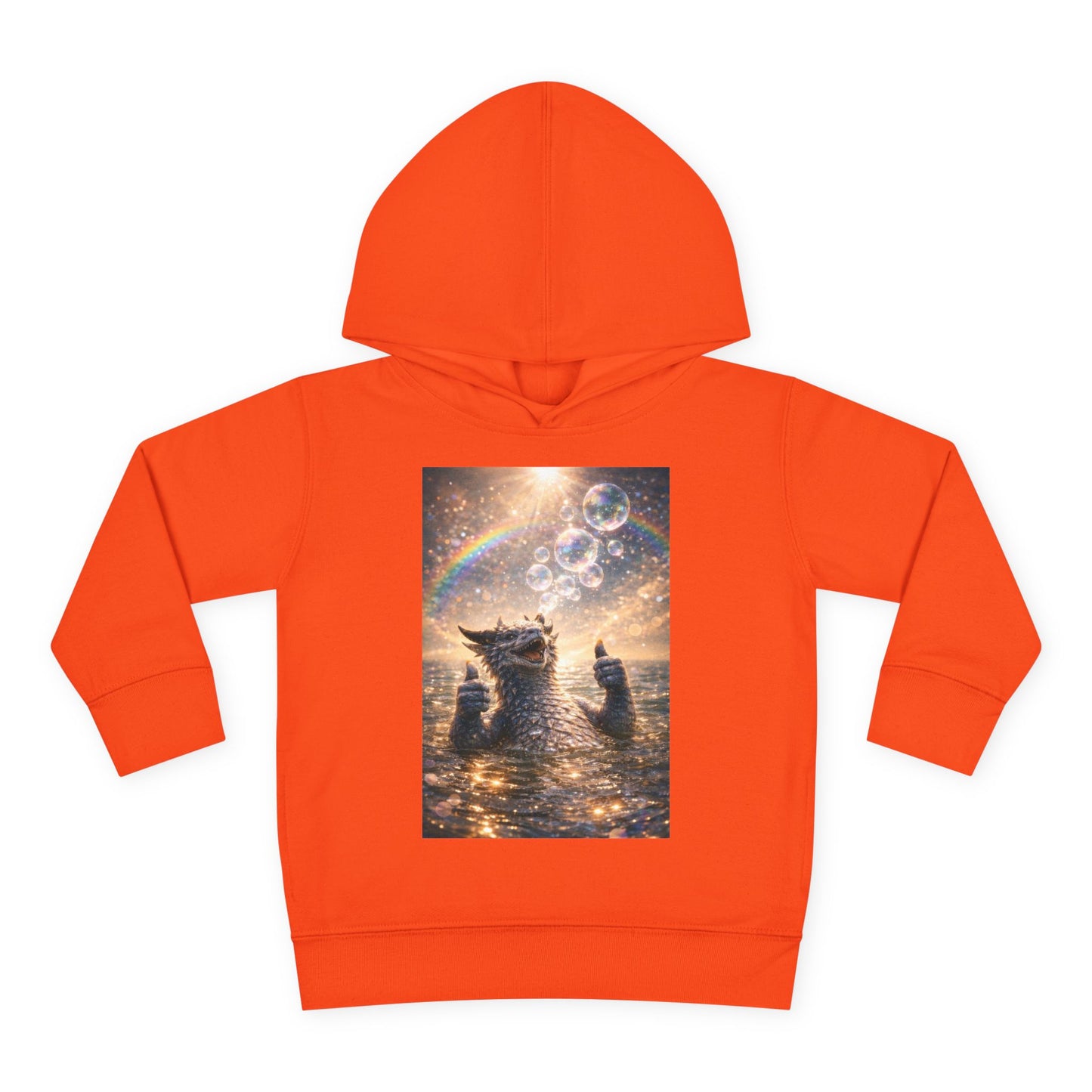 Toddler Hoodie — Sparkling Sea Dragon with Rainbow & Bubbles