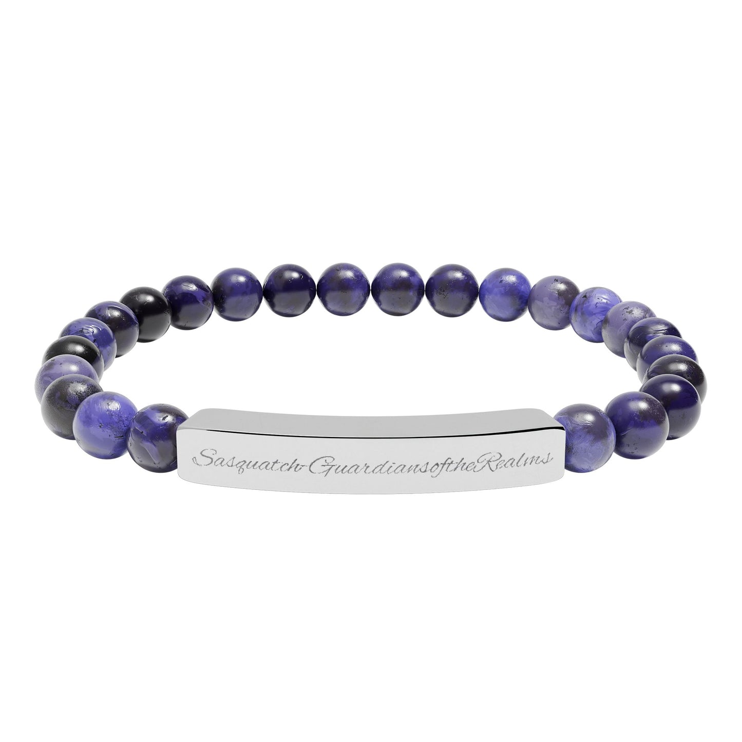 Engravable Natural Stone Bar Bracelet | Stretch Beaded Bracelet