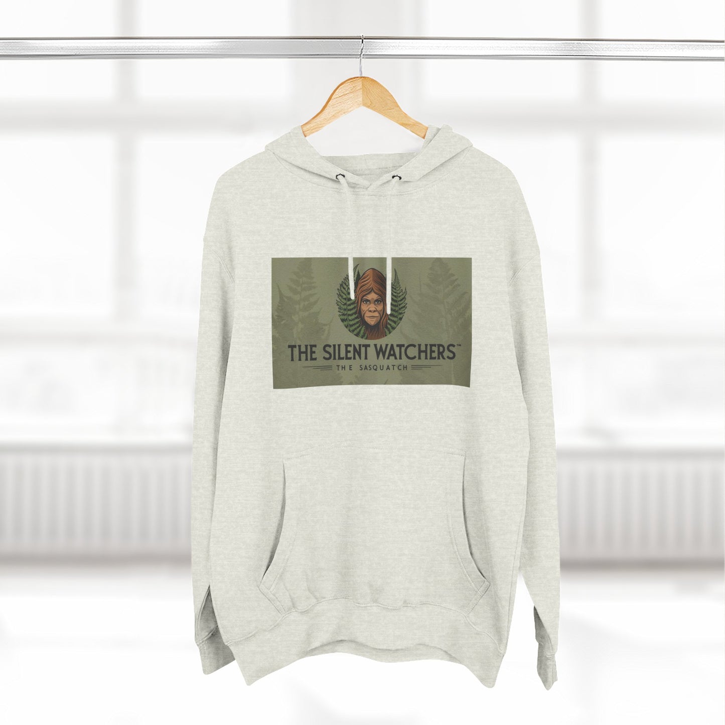 Fleece Hoodie - Female Sasquatch Hiding in the Fern The Silent Watcher