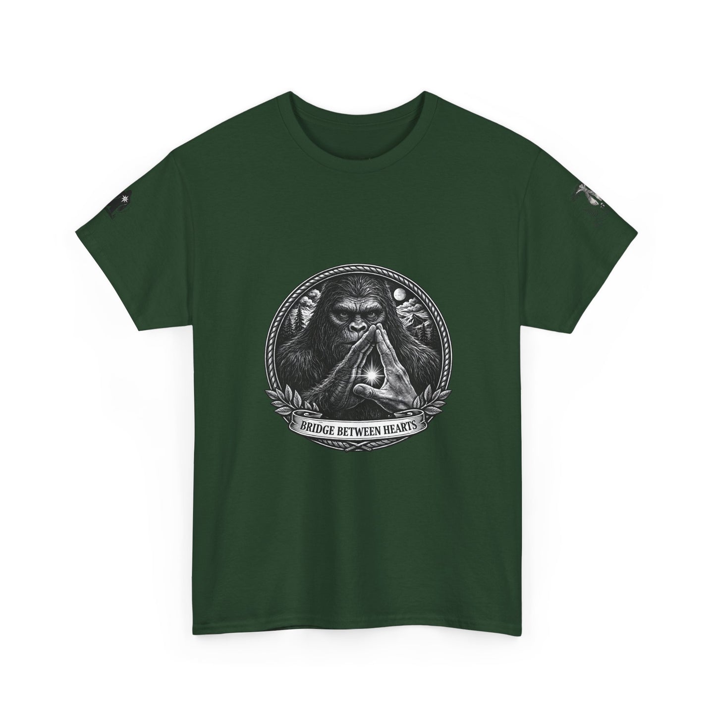 Sacred Bond with Forest Elders Guardians Sasquatch and Human Alliance  Tee — "Balance Between Non Mythic Guardians " Graphic T‑Shirt