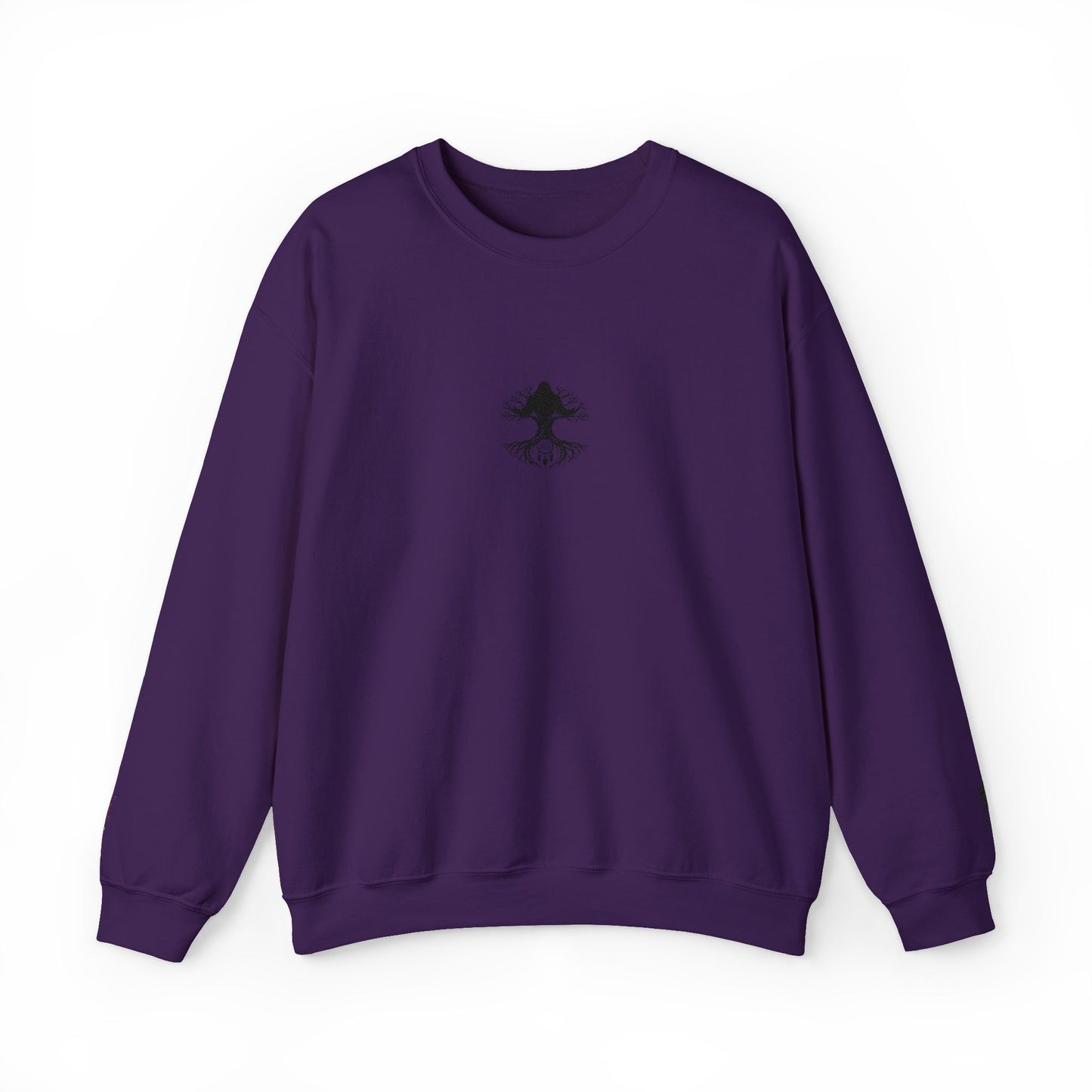 Mystical Tree Crewneck Sweatshirt — Small Center Graphic, Minimalist Nature Design