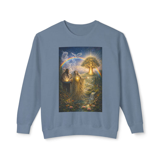 Mother Earth & Sasquatch Guardian Sweatshirt — Heart of the Earth Spiritual Harmony Crewneck