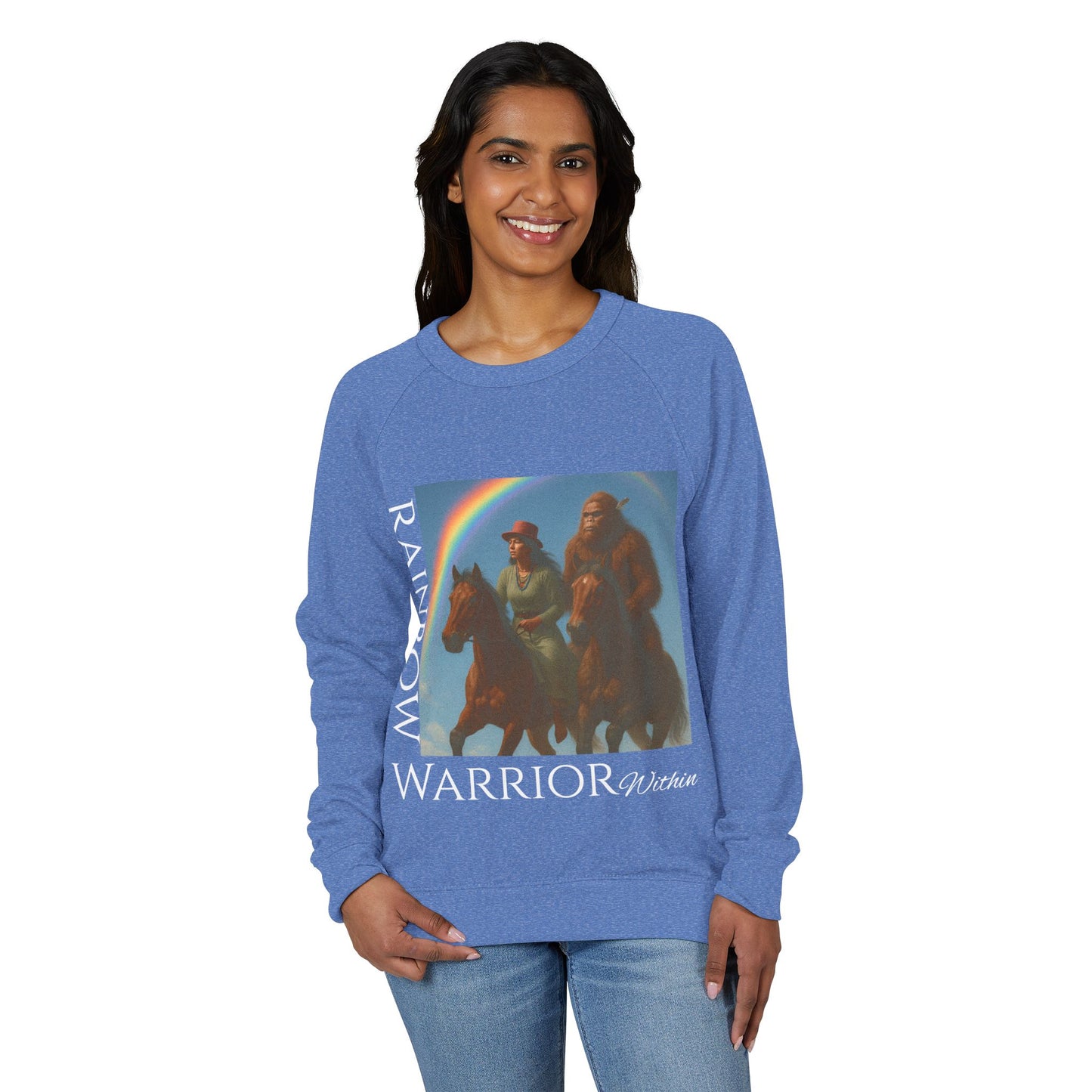 Sweatshirt - Rainbow Warrior Dream Sasquatch Horse Native Women Rainbow