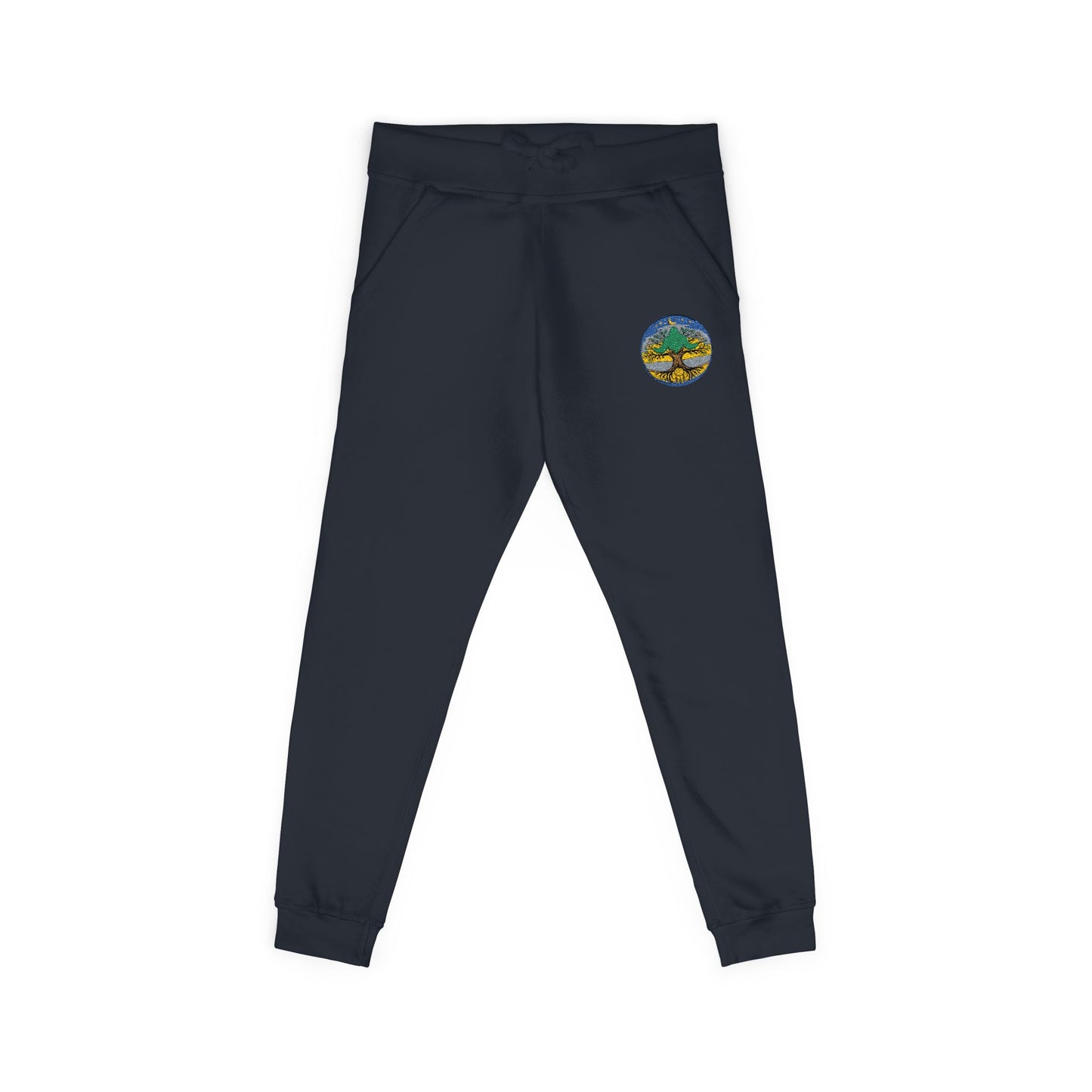 Embroidered Coral Fleece Sweatpants — Kindred Realms-Living Tree Bridge Emblem
