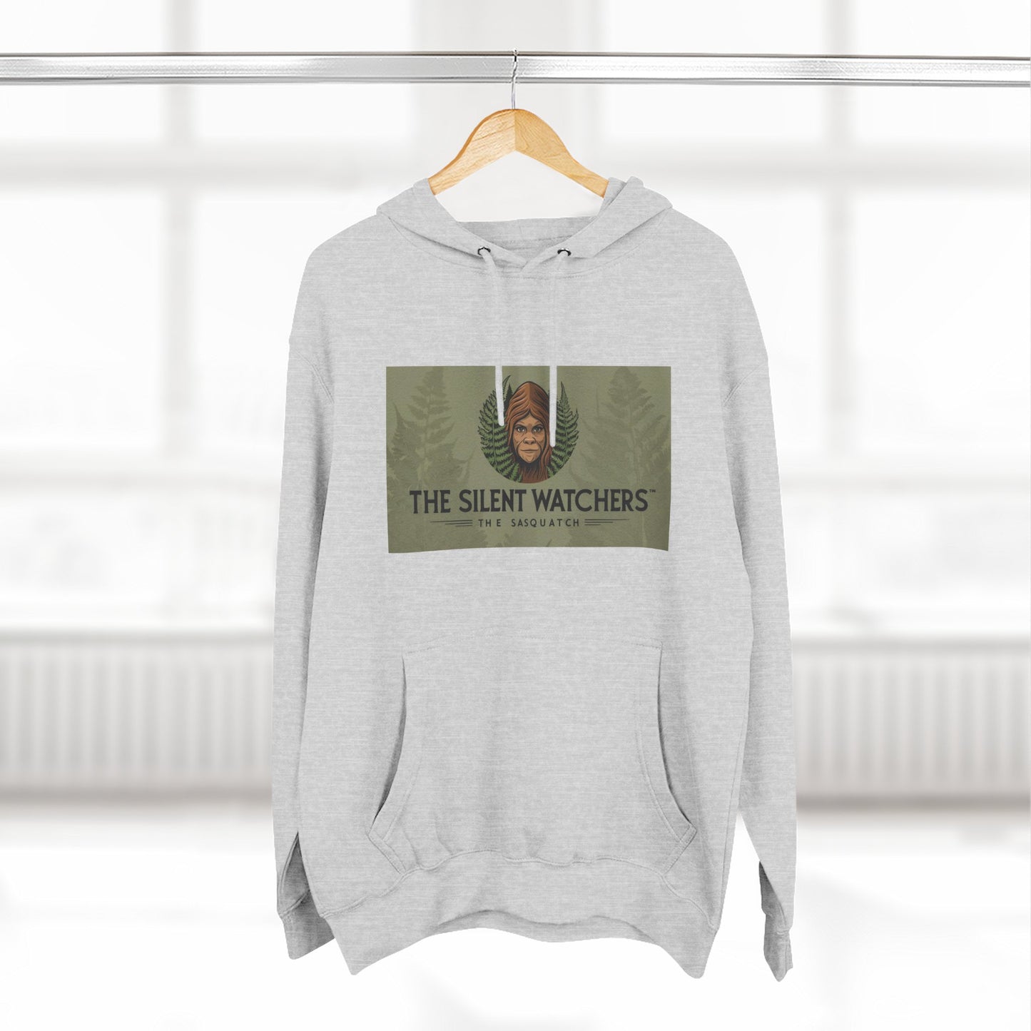 Fleece Hoodie - Female Sasquatch Hiding in the Fern The Silent Watcher