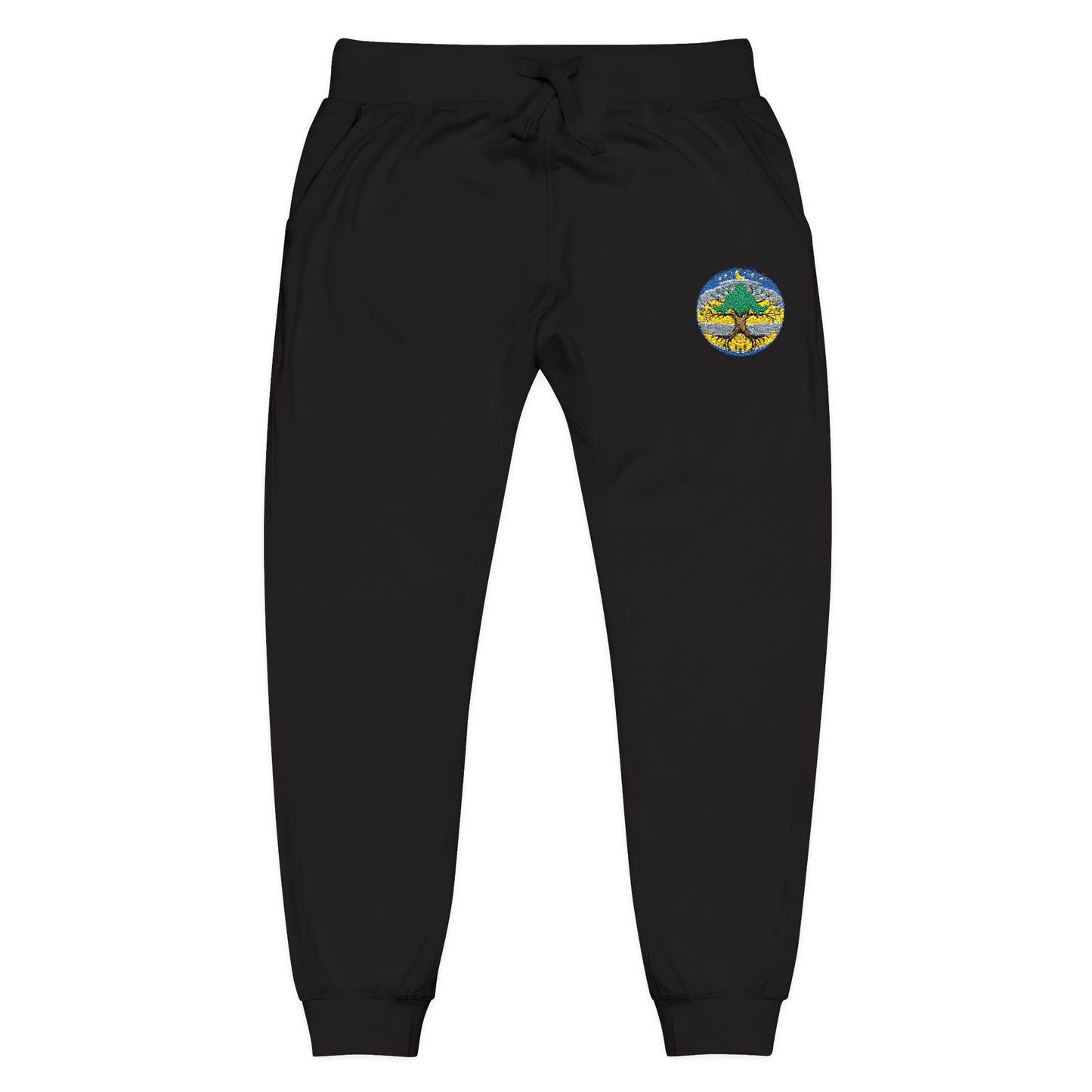 Embroidered Coral Fleece Sweatpants — Kindred Realms-Living Tree Bridge Emblem
