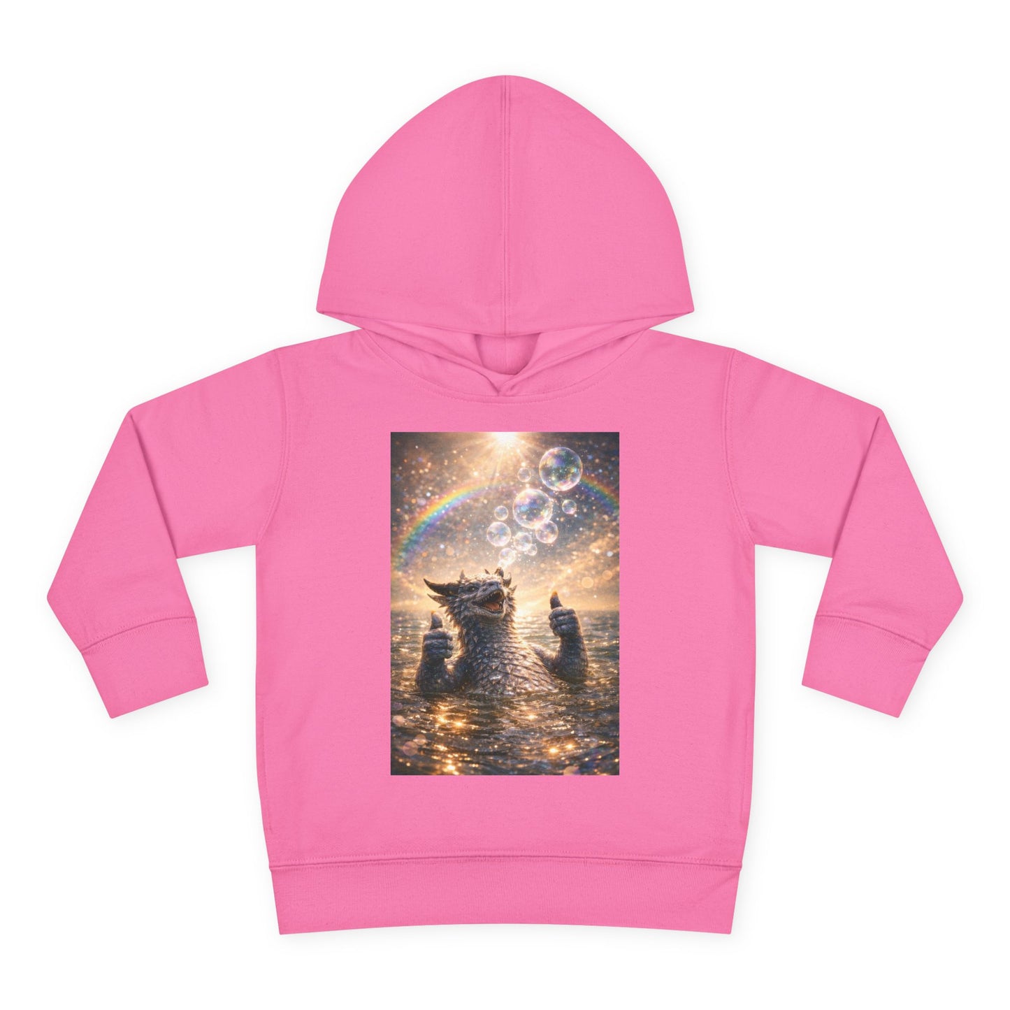 Toddler Hoodie — Sparkling Sea Dragon with Rainbow & Bubbles