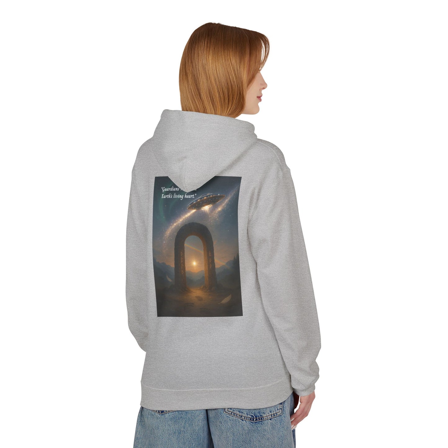 Cosmic Portal Hoodie — "Searching for Earth’s Story" Astral Landscape Pullover