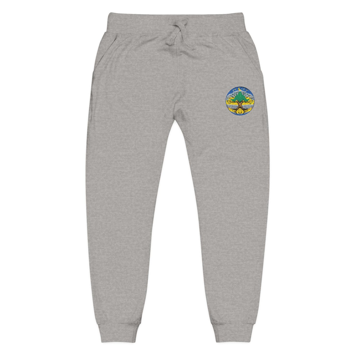 Embroidered Coral Fleece Sweatpants — Kindred Realms-Living Tree Bridge Emblem
