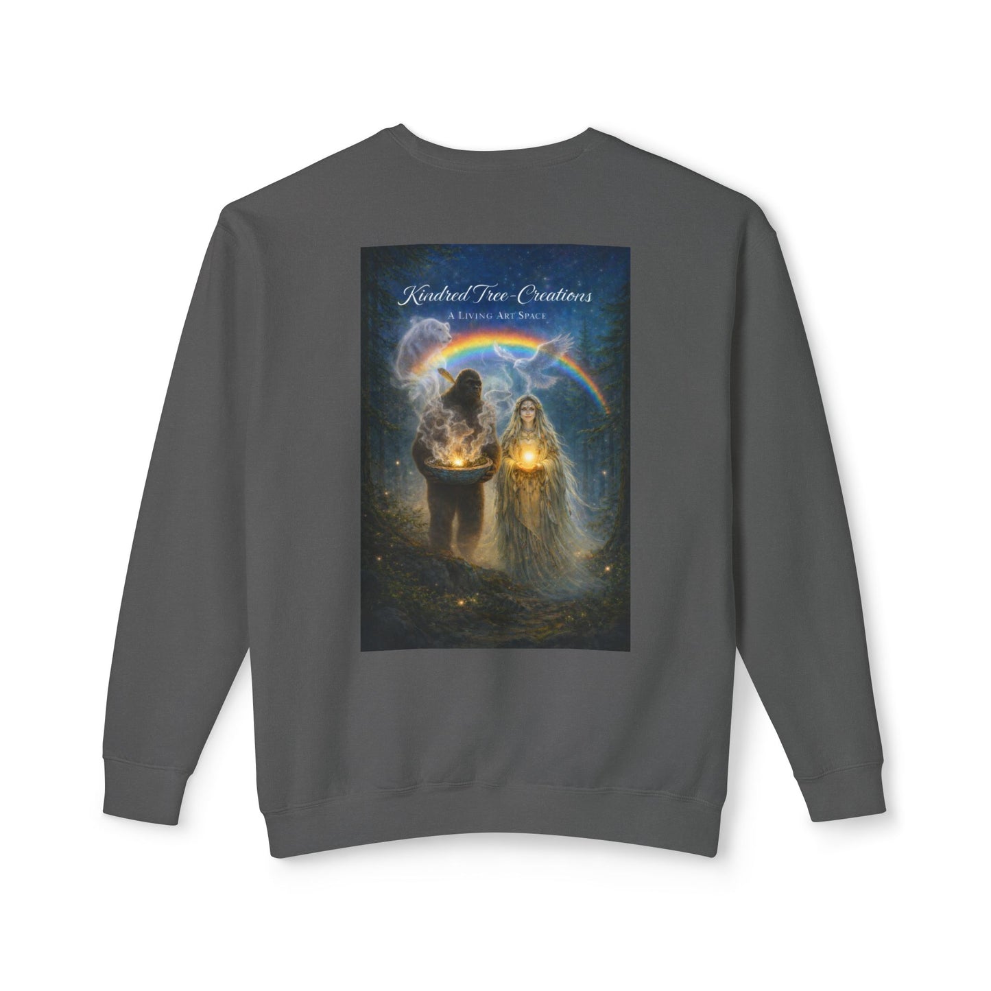 Mother Earth & Sasquatch Guardian Sweatshirt — Heart of the Earth Spiritual Harmony Crewneck
