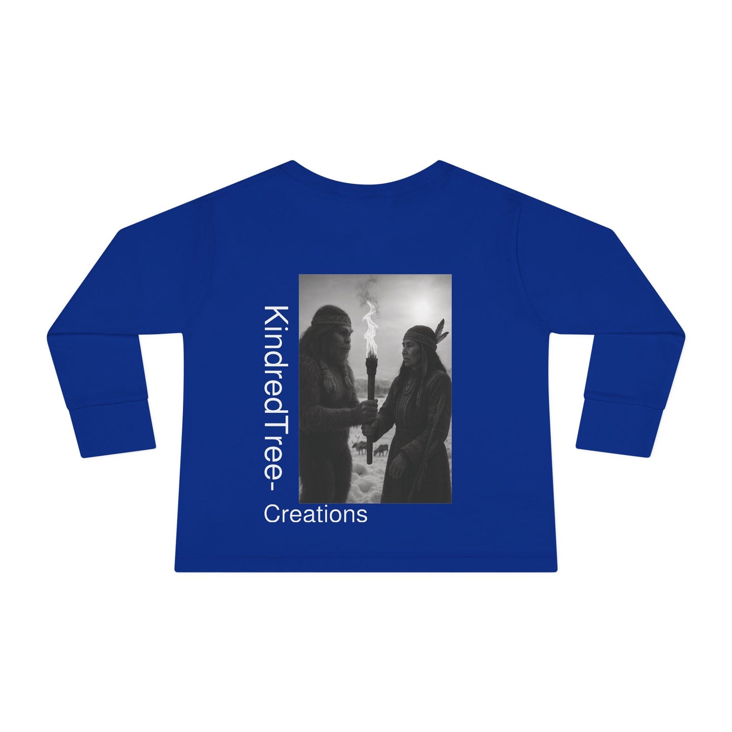 Toddler Long Sleeve Tee - Sasquatch Shaman and Native Siberian Women in Snow Design