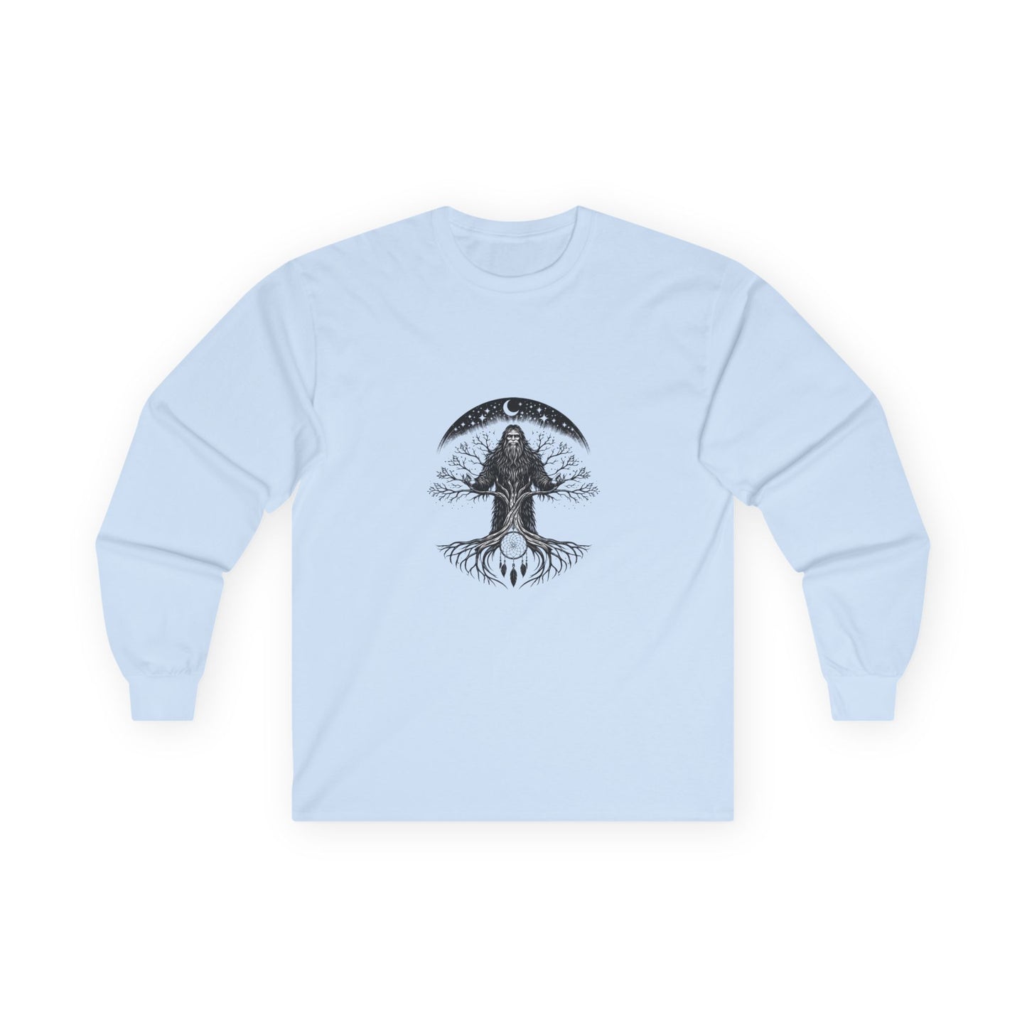 Bigfoot Forest Graphic Tee — Sasquatch Illustration Long Sleeve