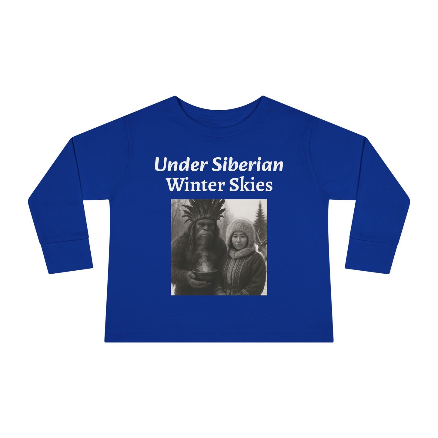 Toddler Long Sleeve Tee - Sasquatch Shaman and Native Siberian Women in Snow Design