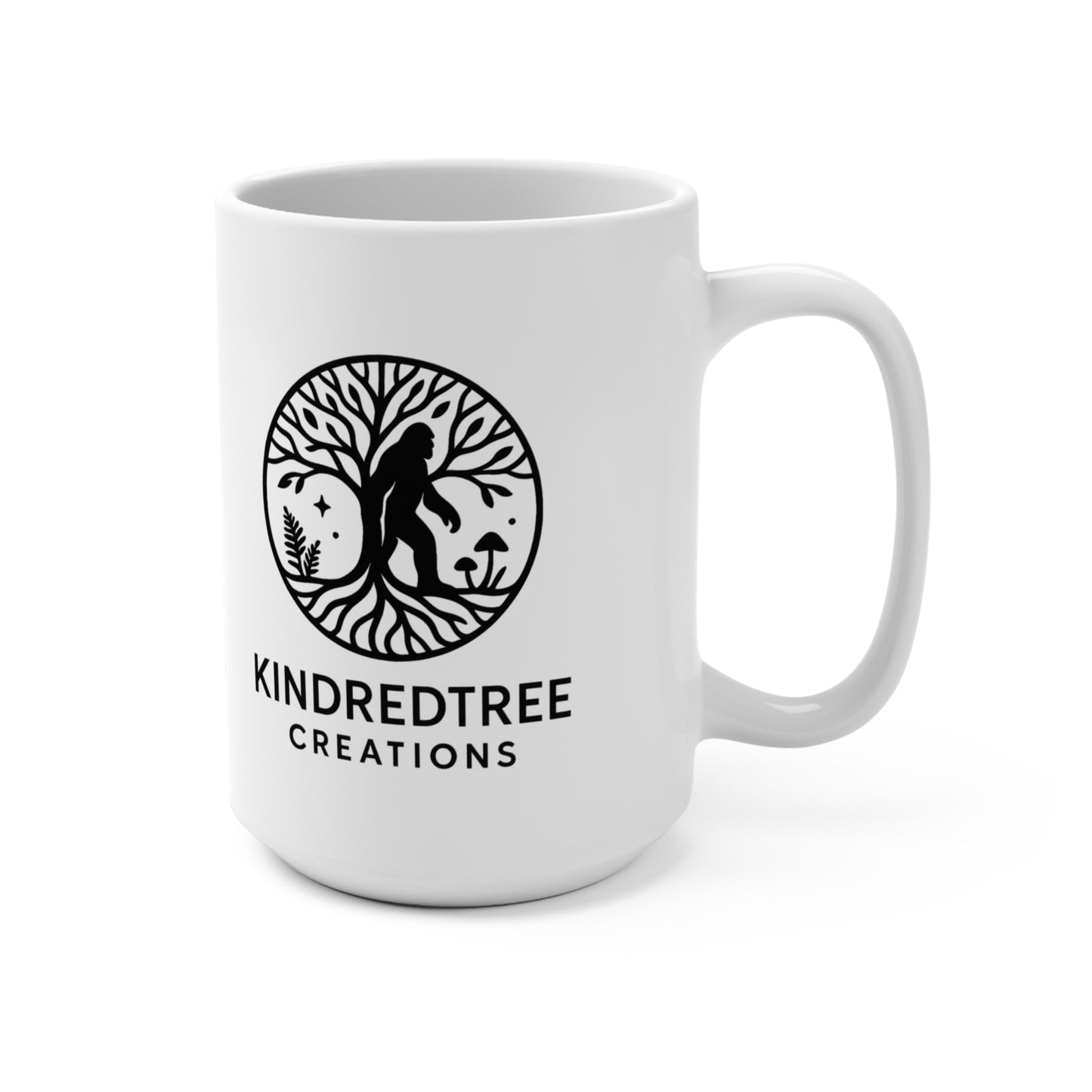 Kindred Tree Ceramic Mug — 15oz Mythic Tree & Wise Elder Illustration