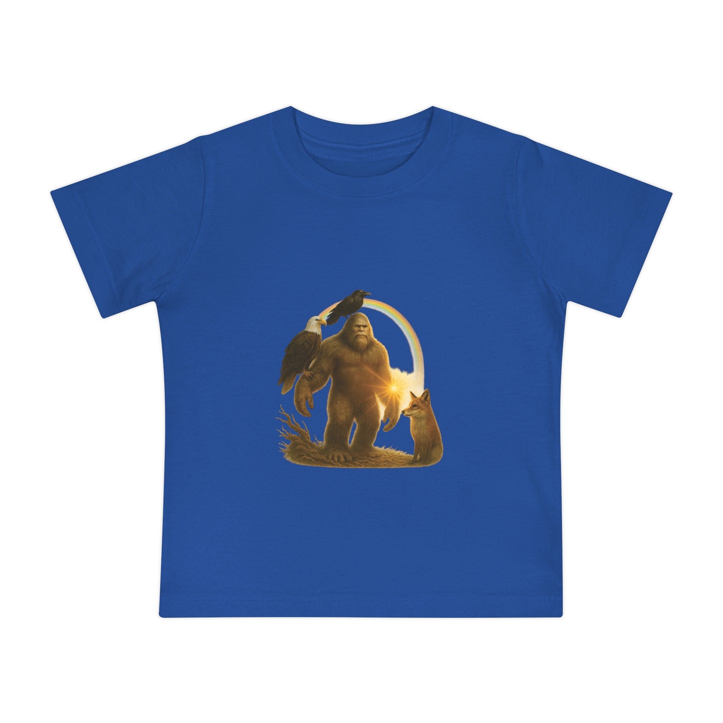 Bigfoot & Friends Baby T-Shirt — Cute Sasquatch, Horse & Raven Infant Tee