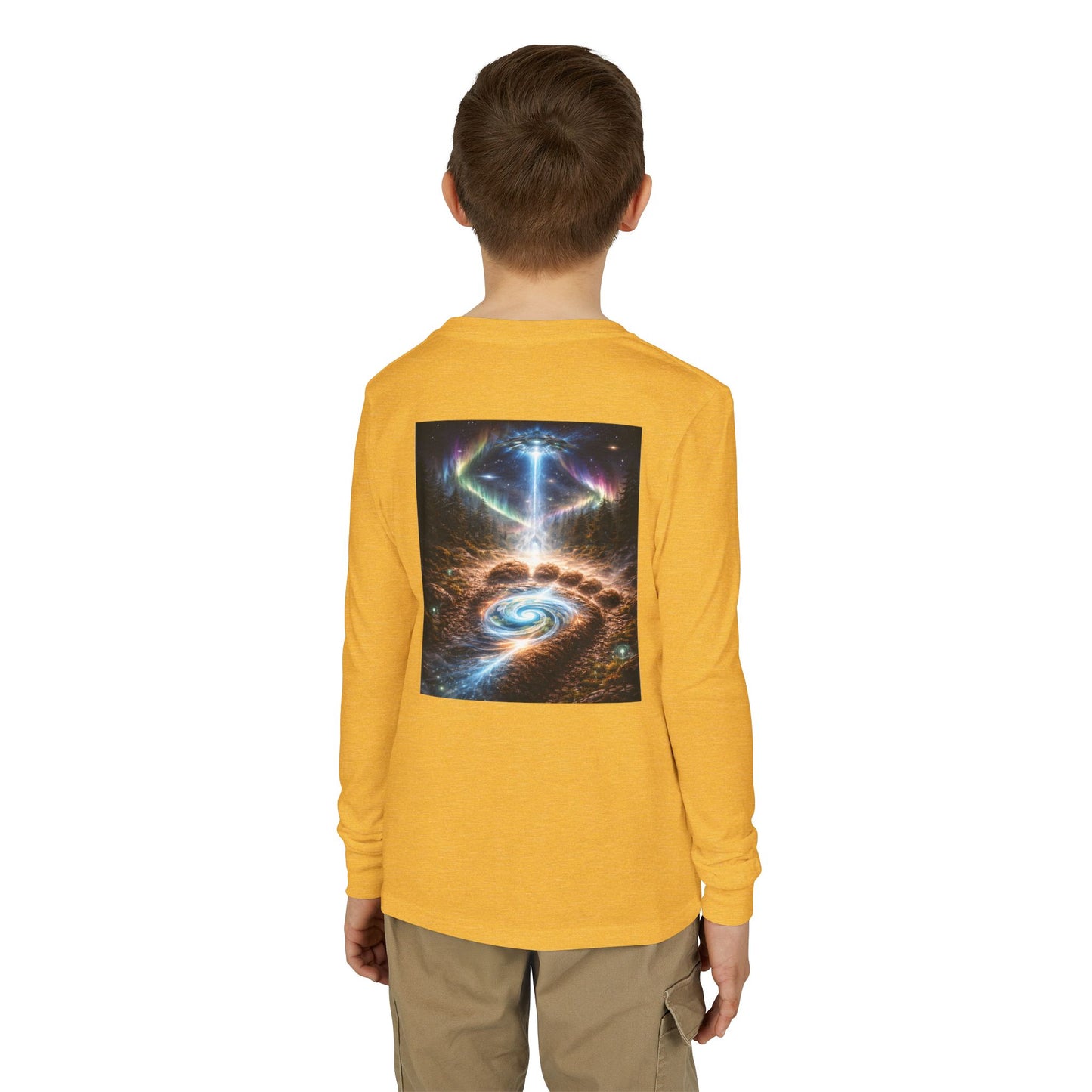 Youth Long Sleeve Tee — Elder Sasquatch and Eagle Galaxy Design