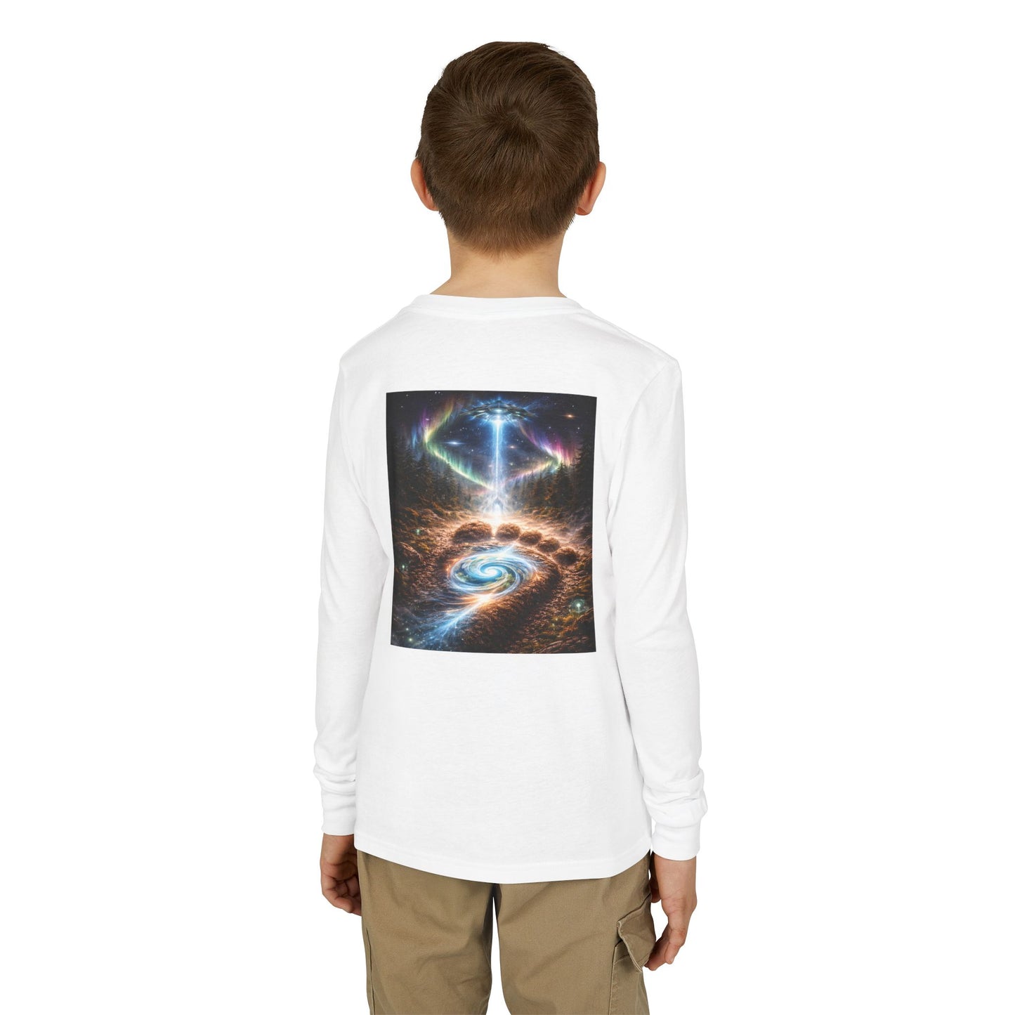 Youth Long Sleeve Tee — Elder Sasquatch and Eagle Galaxy Design