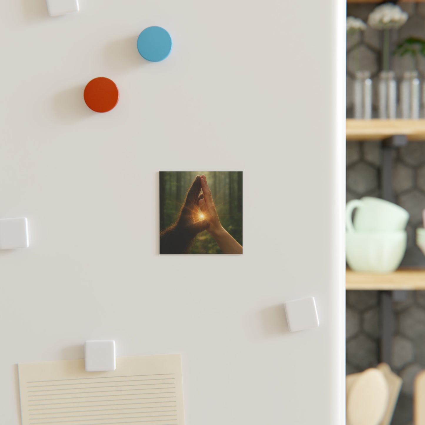 Square Magnet Sasquatch Elder Guardian and Human interspecies Friendship