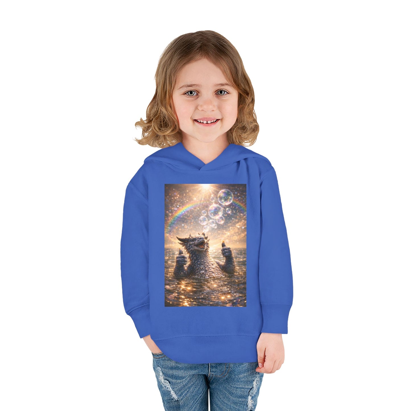 Toddler Hoodie — Sparkling Sea Dragon with Rainbow & Bubbles