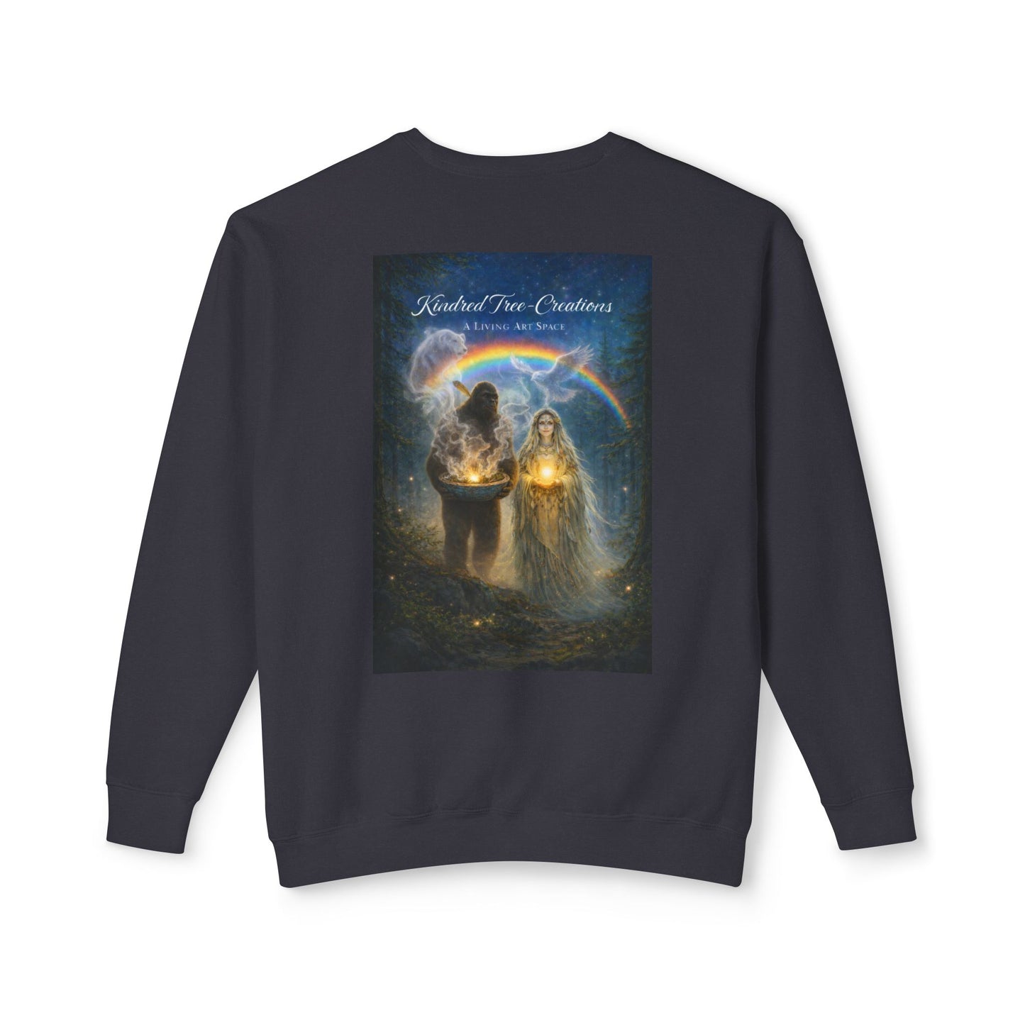 Mother Earth & Sasquatch Guardian Sweatshirt — Heart of the Earth Spiritual Harmony Crewneck