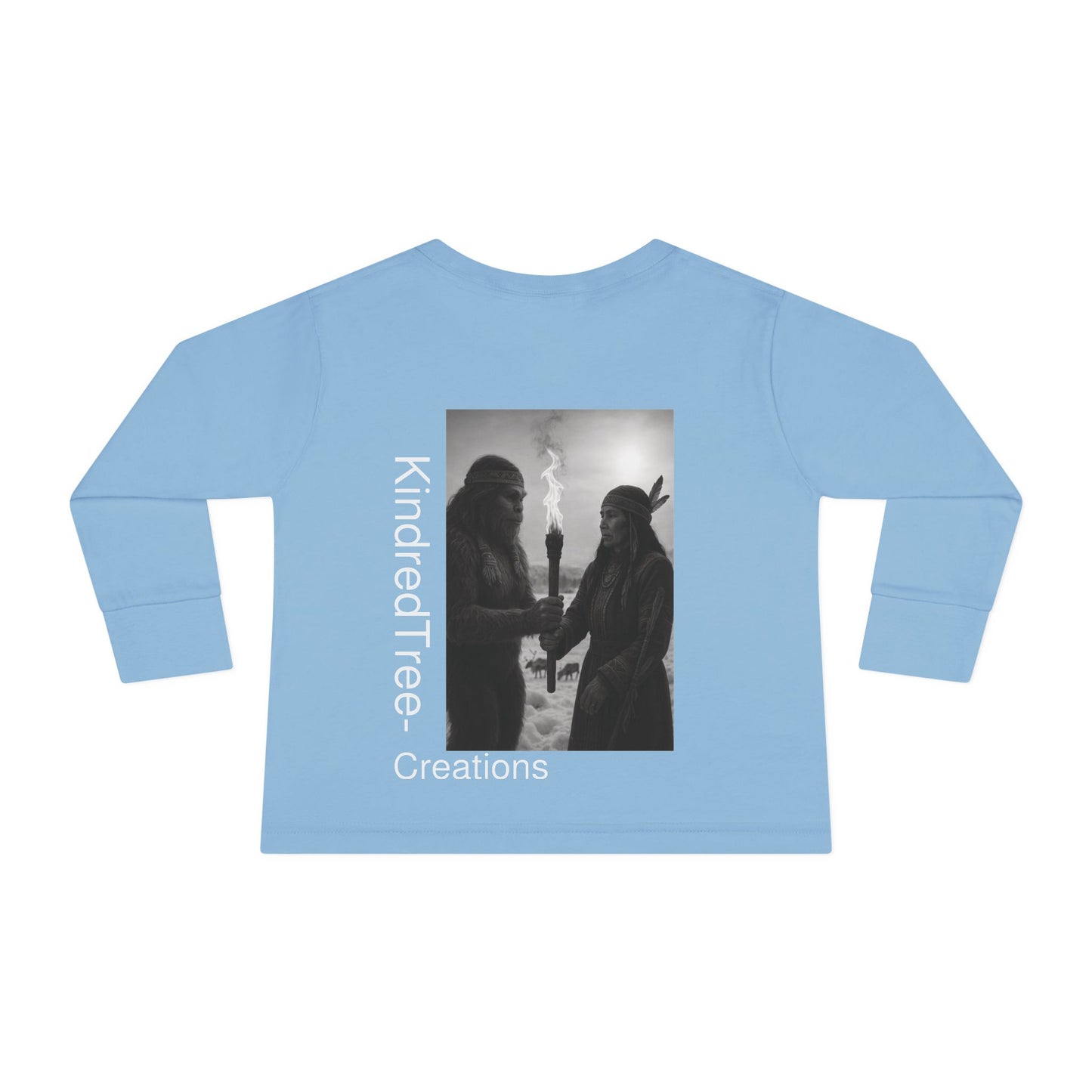 Toddler Long Sleeve Tee - Sasquatch Shaman and Native Siberian Women in Snow Design