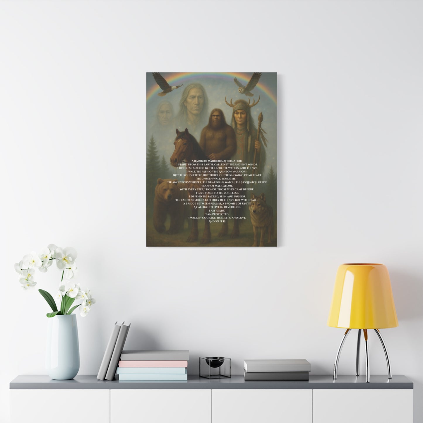 Canvas Wall Art - Guardian Sasquatch on Horse Spirit Animals Matte Canvas