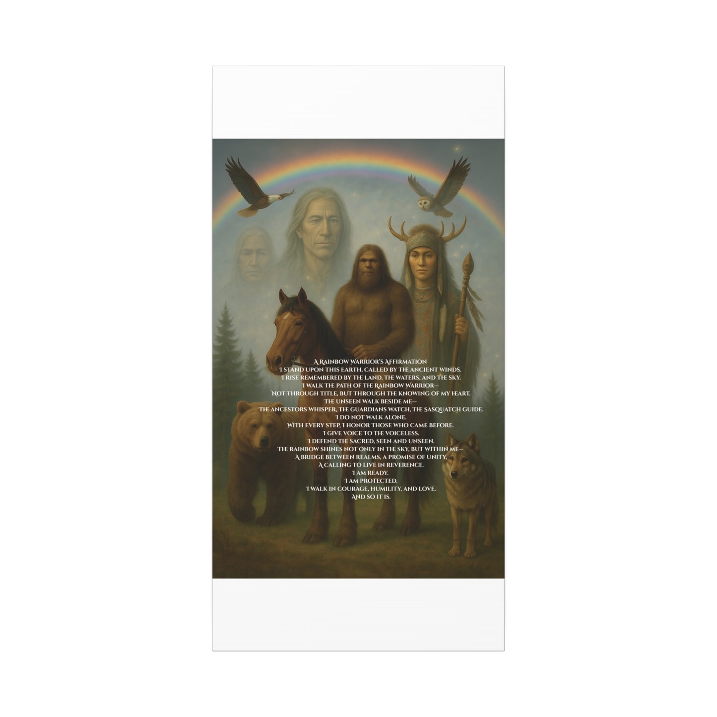 Canvas Wall Art - Guardian Sasquatch on Horse Spirit Animals Matte Canvas