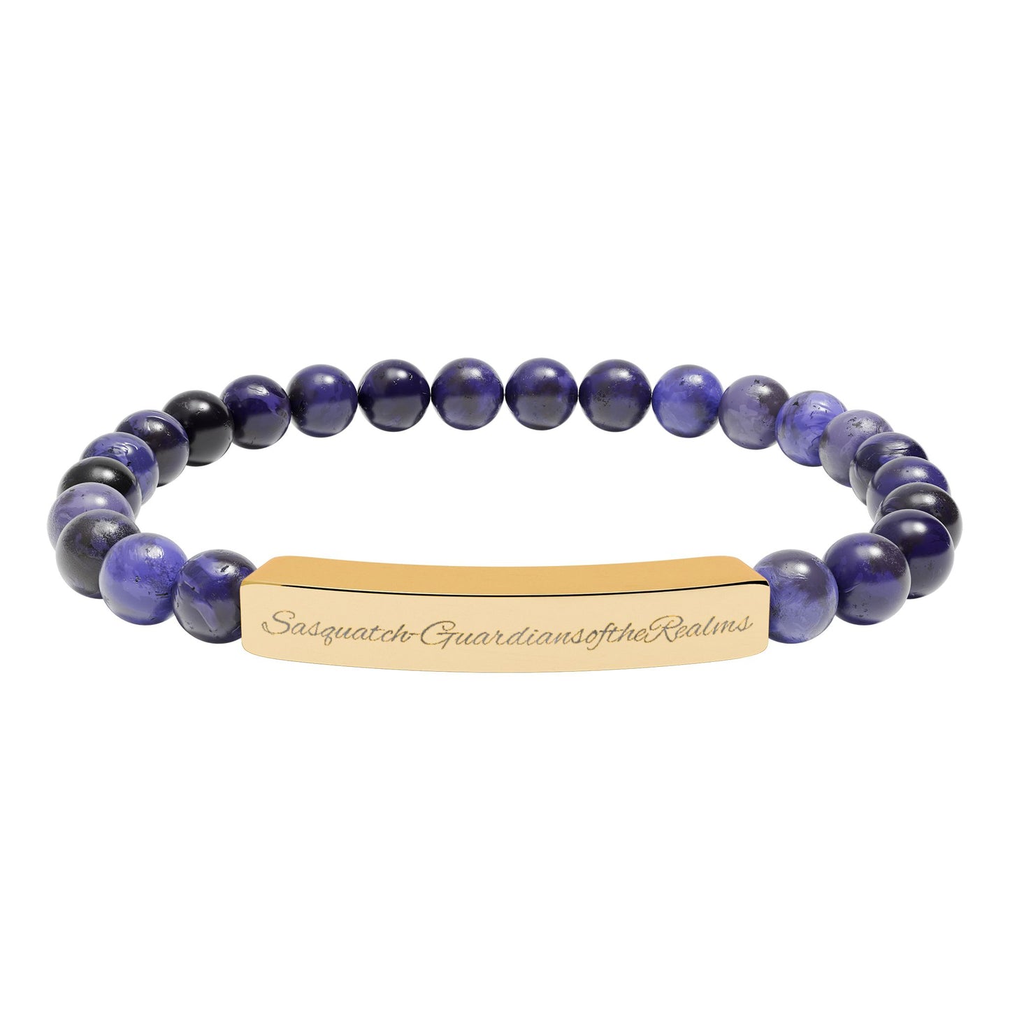 Engravable Natural Stone Bar Bracelet | Stretch Beaded Bracelet